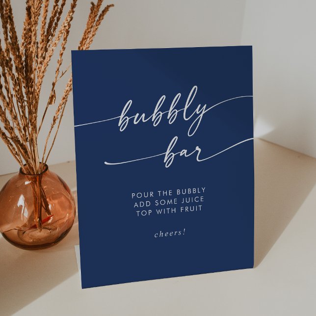 Signe De Table Boho Chic Royal Blue Bubbly Bar Mariage (Boho Chic Royal Blue Bubbly Bar Wedding Pedestal Sign)