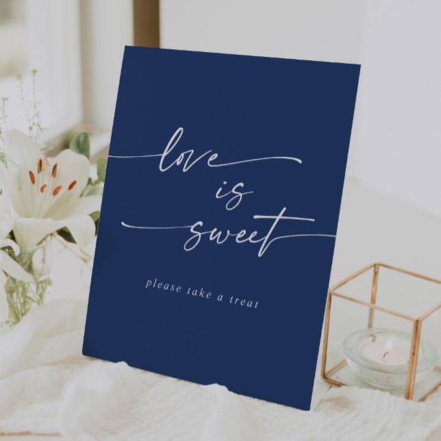 Signe De Table Boho Chic Royal Blue Love Is Sweet Mariage (Boho Chic Royal Blue Love Is Sweet Wedding Pedestal Sign)