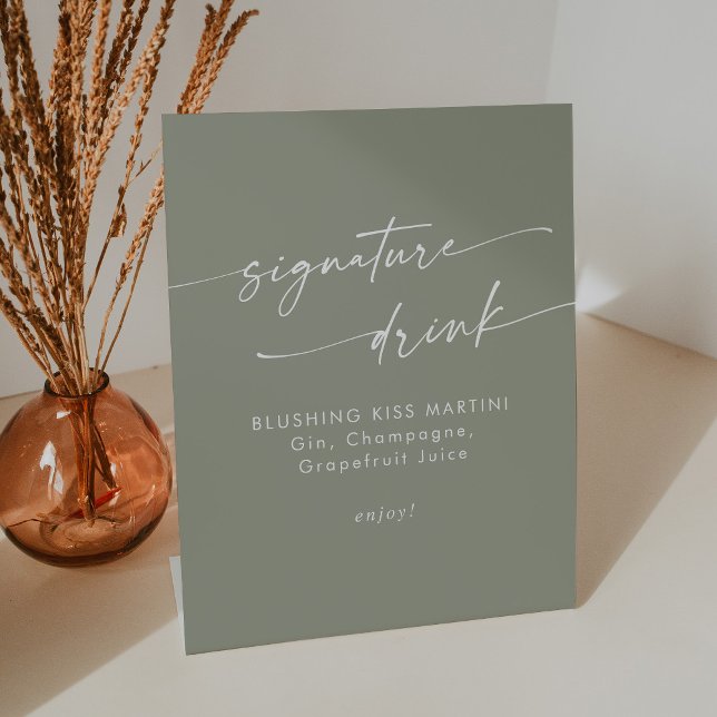 Signe De Table Boho Chic Sage Green Mariage Signature Boire (Créateur téléchargé)