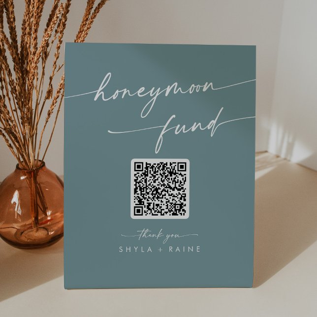 Signe De Table Boho Chic Seafoam Teal Wedding Honeymoon Fund (Créateur téléchargé)