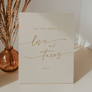 Signe De Table Boho Chic Vintage Gold Love Taco Bar Mariage