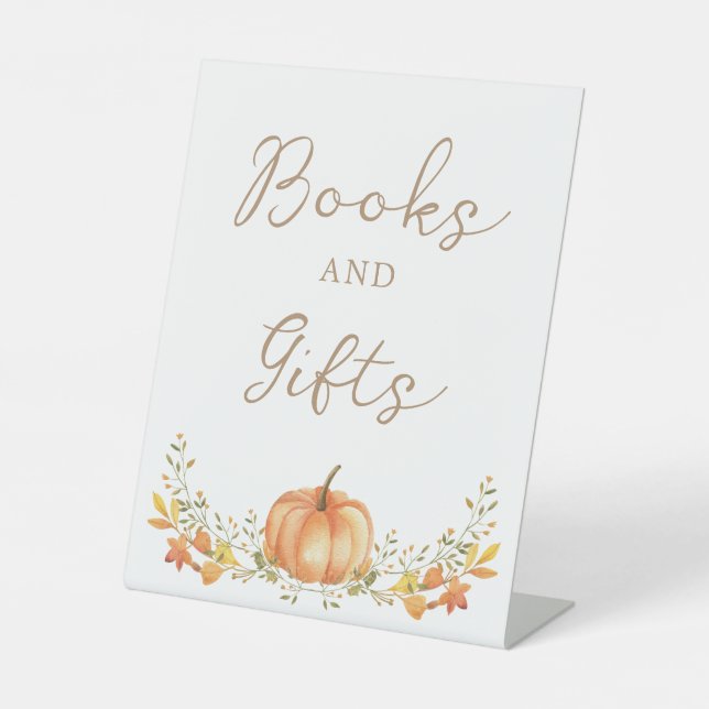 Signe De Table Boho Citrouille Fall Foliage Bébé Livres Et Cadeau (Recto)