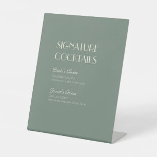 Signe De Table Boho Deco d'automne Sage Green Cocktail Menu