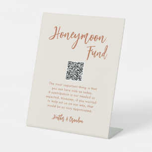 Signe De Table Boho Dessert Mariage Honmoon Fund QR Sign