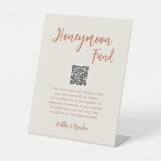 Signe De Table Boho Dessert Mariage Honmoon Fund QR Sign (Recto)