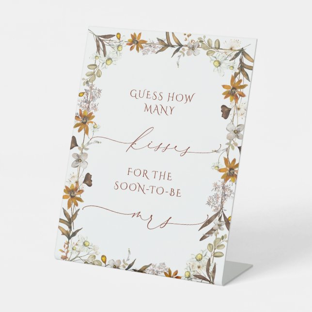 Signe De Table Boho Fall Combien de baisers Fête des mariées Post (Recto)