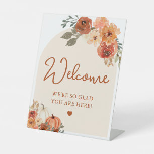 Signe De Table Boho Fall Terracotta Citrouille Affiche de bienven