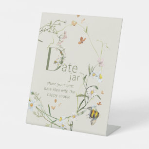 Signe De Table Boho Fleur sauvage Bee Beige Fête des mariées Date
