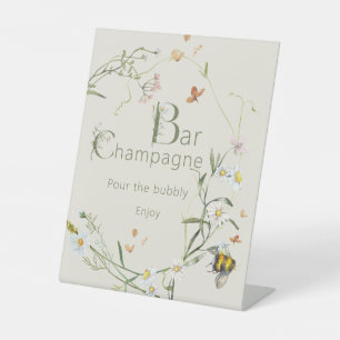 Signe De Table Boho Fleur sauvage Bee Fête des mariées Champagne 