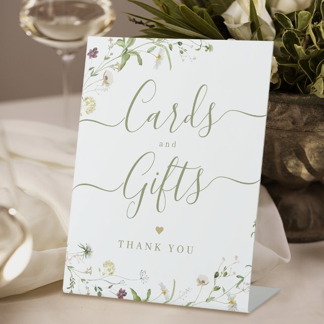 Signe De Table Boho Fleur sauvage rustique Cartes De Mariage Et C (Boho Wildflower rustic Wedding Cards And Gifts Pedestal Sign)