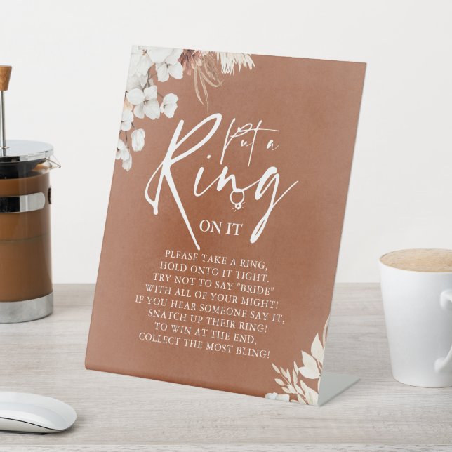 Signe De Table Boho Floral Blanc En Terracotta Placer Une Bague S (In SItu)