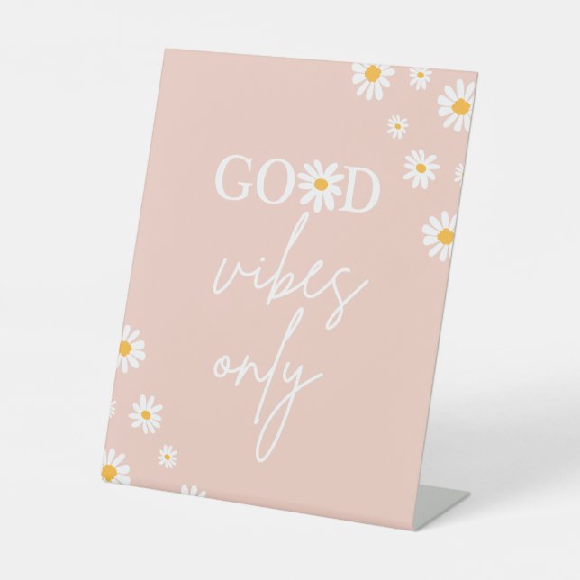 Signe De Table Boho Floral Daisy Super Anniversaire Good Vibes un (Recto)