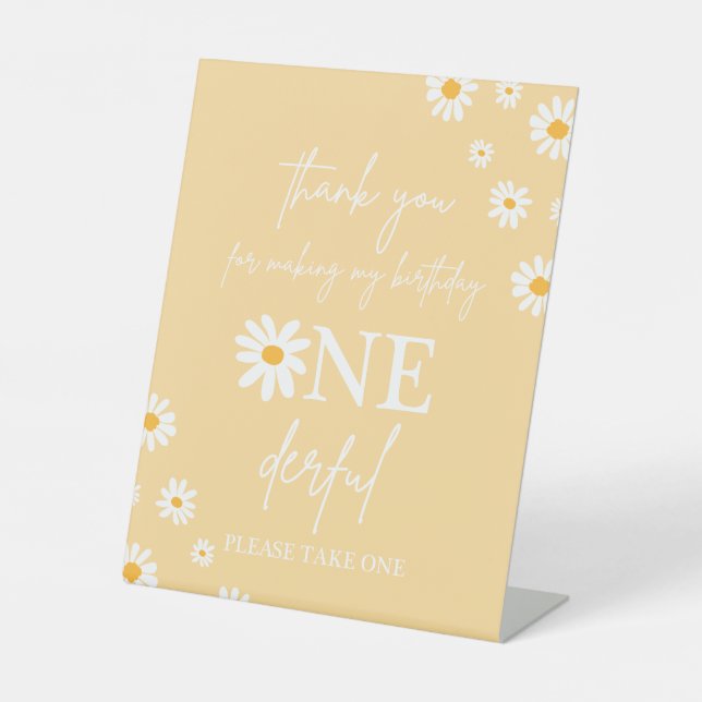 Signe De Table Boho Floral Daisy Super fête d'anniversaire Favori (Recto)