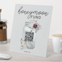 Boho Floral QR Code Mariage Honeymoon Fund