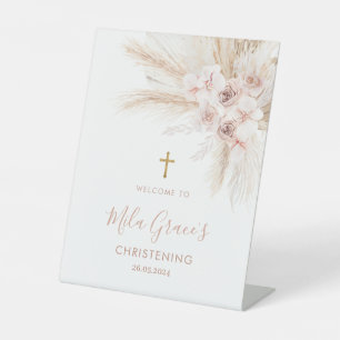 Signe De Table Boho Girl Floral Baptism Christening Bienvenue 8x1