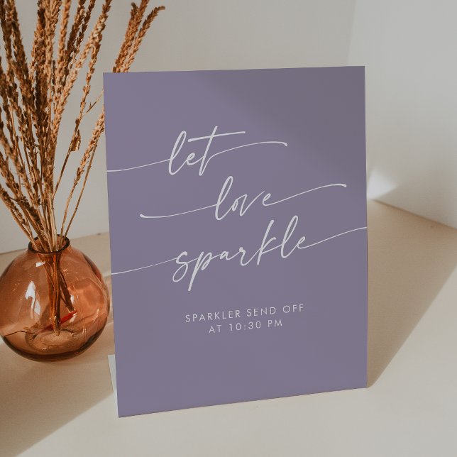 Signe De Table Boho Lavender Purple Sparkler Envoyer Mariage (Boho Lavender Purple Sparkler Send Off Wedding Pedestal Sign)