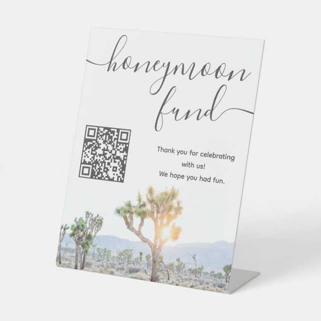 Signe De Table Boho Mariage Joshua Tree Honeymoon Fund QR Code (Recto)