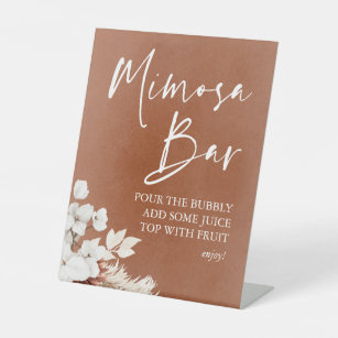 Signe De Table Boho Mimosa Bar Floral Blanc En Terracotta Moderne