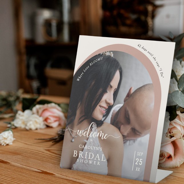 Signe De Table Boho Modern Arch Photo Bridal Shower Welcome (Créateur téléchargé)