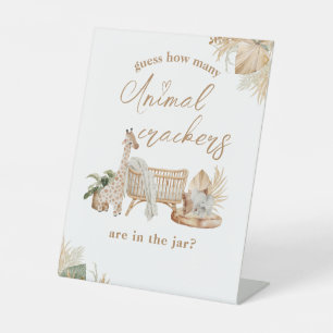 Signe De Table Boho Modern Heart Font Baby shower Guess Game Sign