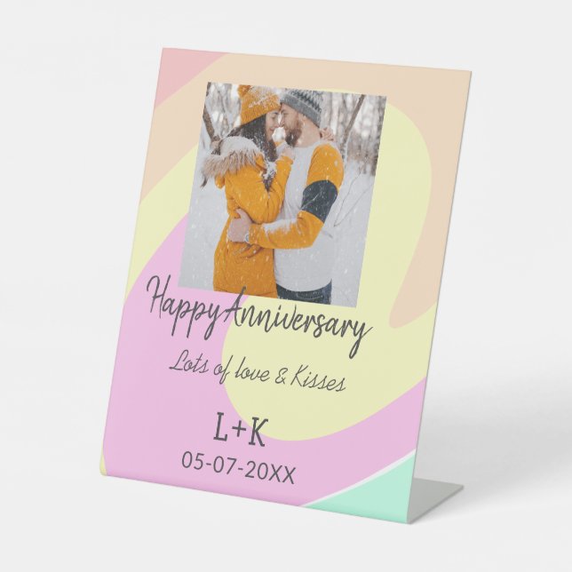 Signe De Table Boho moderne heureux anniversaire ajouter nom date (Recto)
