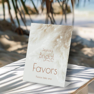 Signe De Table Boho Neutral Pampas Fête des mariées en herbe Fave