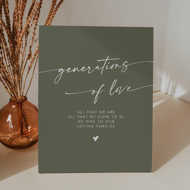 Signe De Table Boho Olive Green Generations of Love Mariage (Créateur téléchargé)