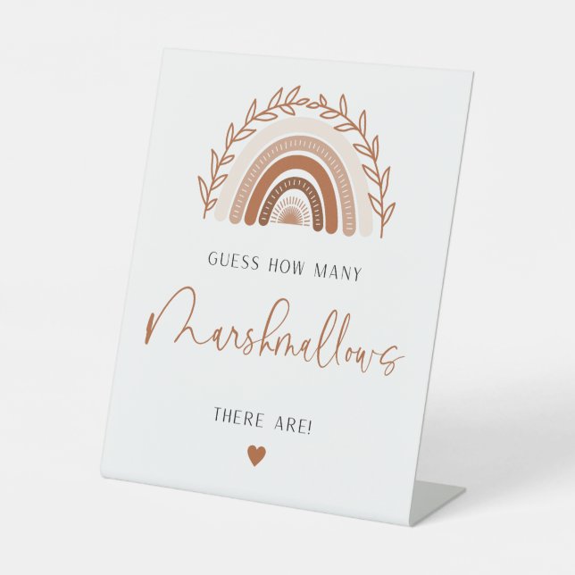 Signe De Table Boho Rainbow Devine Combien De Marshmallows Jeu (Recto)