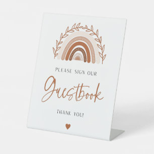 Signe De Table Boho Rainbow Guestbook Signer pour le Baby shower