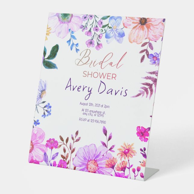 Signe De Table Boho rose douche à nuptiale fleurie (Recto)