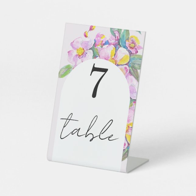 Signe De Table Boho rose Floral Aquarelle moderne (Recto)