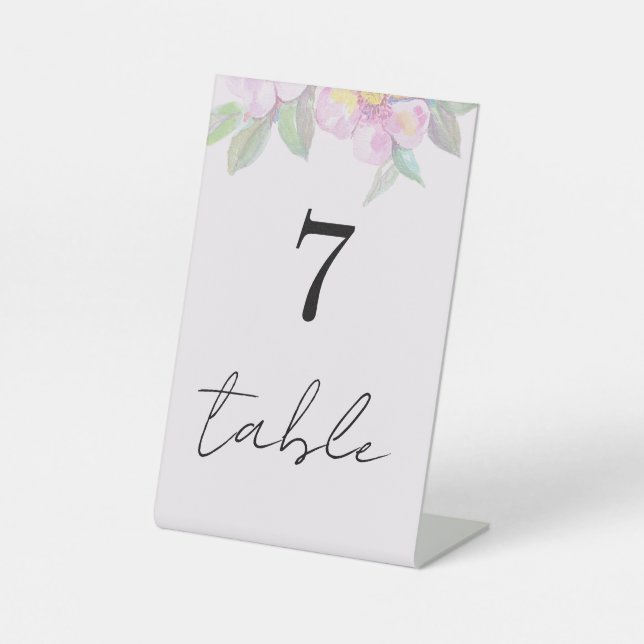 Signe De Table Boho rose Floral Aquarelle moderne (Recto)