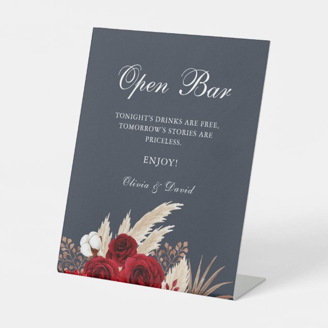 Signe De Table Boho Roses de Bourgogne Herbe des Pampas Bar ouver (Recto)