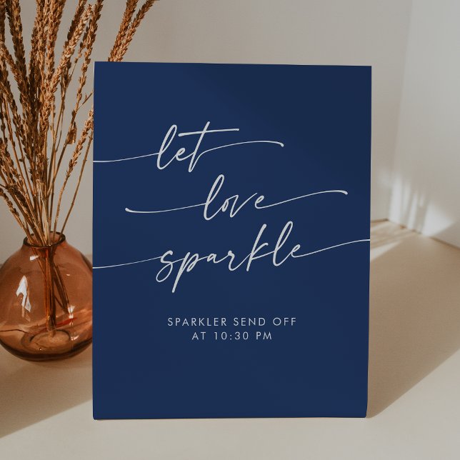 Signe De Table Boho Royal Blue Sparkler Envoyer Mariage (Boho Royal Blue Sparkler Send Off Wedding Pedestal Sign)