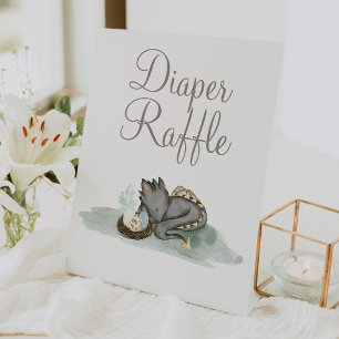 Signe De Table Boho Storybook Dragon Baby shower Déchets Raffle
