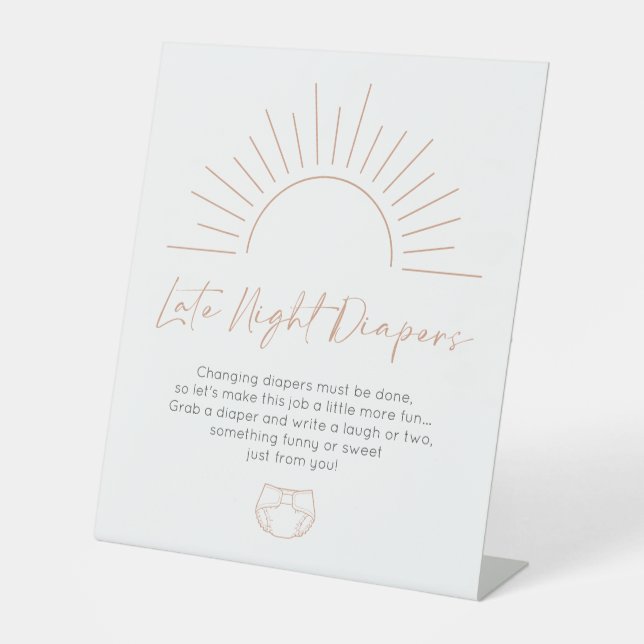 Signe De Table Boho Sun Baby shower Late Night Diapés (Recto)