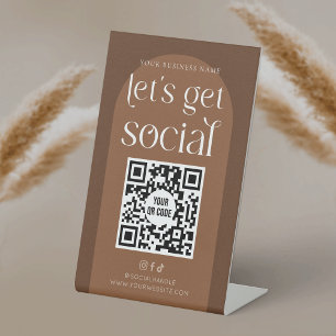 Signe De Table Boho Terracotta Business Social Media QR Code