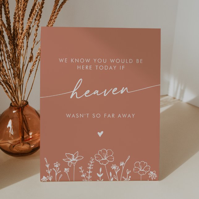 Signe De Table Boho Terracotta Wildflower Heaven Wedding Memorial (Créateur téléchargé)