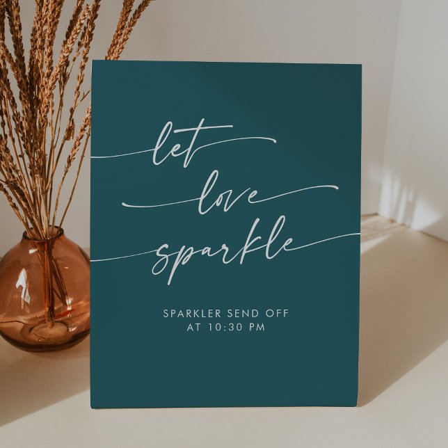 Signe De Table Boho Turquoise Blue Sparkler Envoyer Mariage (Boho Teal Blue Sparkler Send Off Wedding Pedestal Sign)