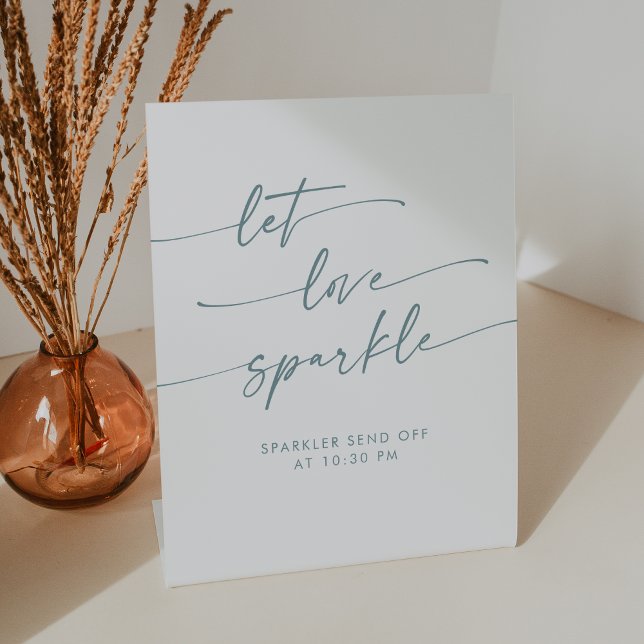 Signe De Table Boho Turquoise et blanc Sparkler Envoyer Mariage (Boho Teal and White Sparkler Send Off Wedding Pedestal Sign)
