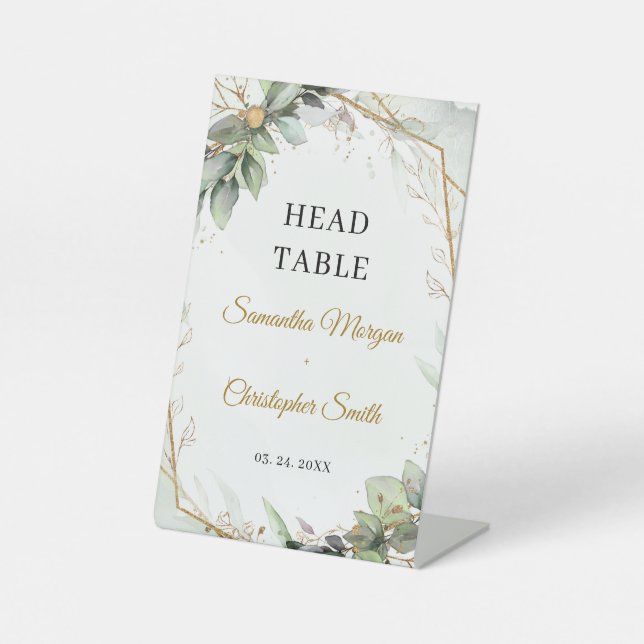 Signe De Table Boho verdure eucalyptus feuillage Table de tête (Recto)