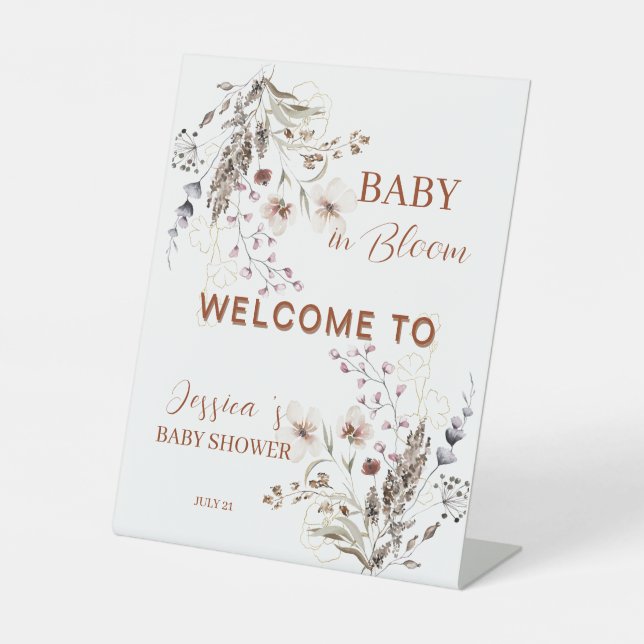 Signe De Table Boho Wildflower Baby Shower Welcome Sign (Recto)