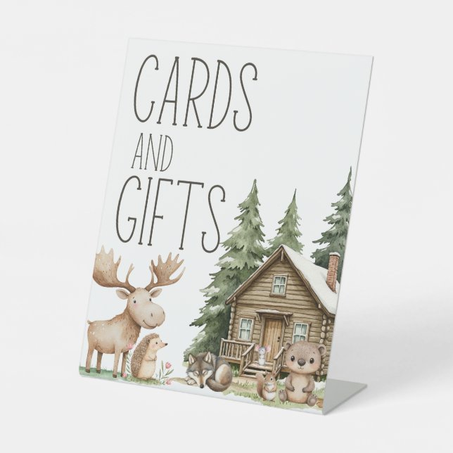 Signe De Table Boho Woodland Animaux Baby showers Cartes Cadeaux (Recto)