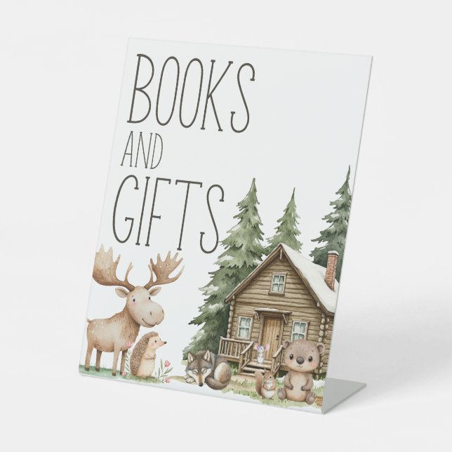 Signe De Table Boho Woodland Animaux Baby showers Livres Cadeaux (Recto)