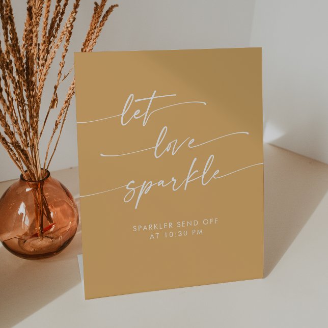 Signe De Table Boho Yellow Marigold Sparkler Envoyer Mariage (Boho Yellow Marigold Sparkler Send Off Wedding Pedestal Sign)