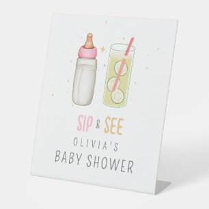 Signe De Table Boire et Voir, Bienvenue Bébé Fille, Fête Nouveau