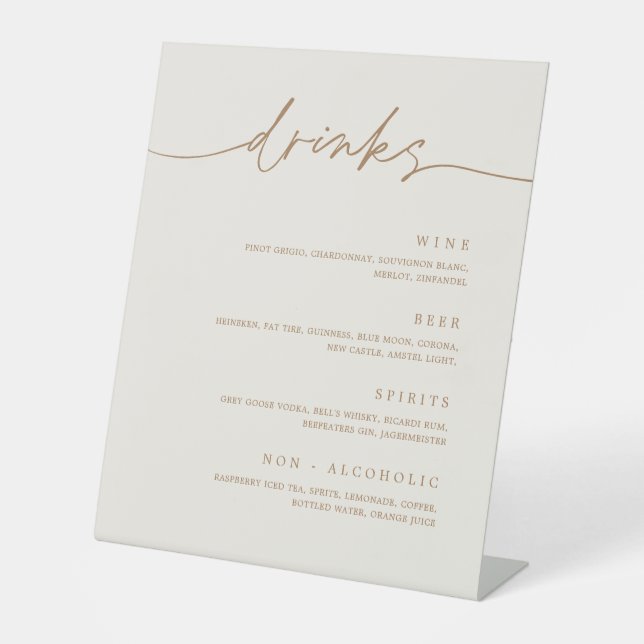 Signe De Table Boire Menu Mariage Réception Piédestal Bar Signal (Recto)