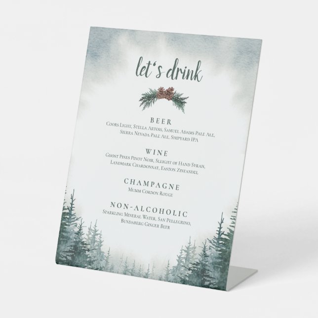 Signe De Table Boire Rustique Mariage Bar Boisson Signal Piédesta (Recto)