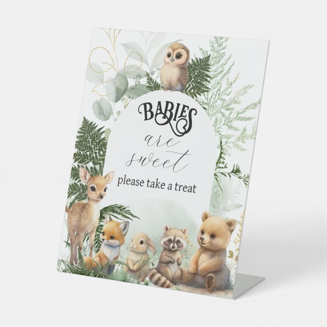 Signe De Table Bois animal Vert doux Baby shower doux (Recto)