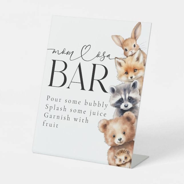 Signe De Table Bois Animaux Baby shower moderne Bar (Recto)